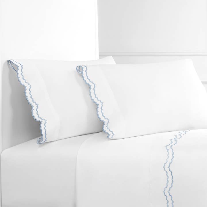 Mélange Home - Wholesale Sheet Set - Double Scallop Embroidered Cotton Percale Sheet Set14