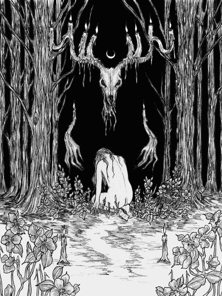 Wendigo moon- art print, folklore, gothic for wholesale by Mary Syring