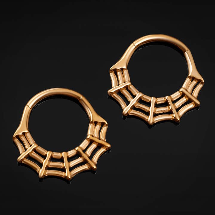 Gouden Spinnenweb ASTM F136 Titanium Segment Clicker Neusring voor Septum voor wholesale door Custom Plugs