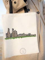 Dunstanburgh Castle Linen Tote Bag for wholesale by Cole Beach - Northumberland