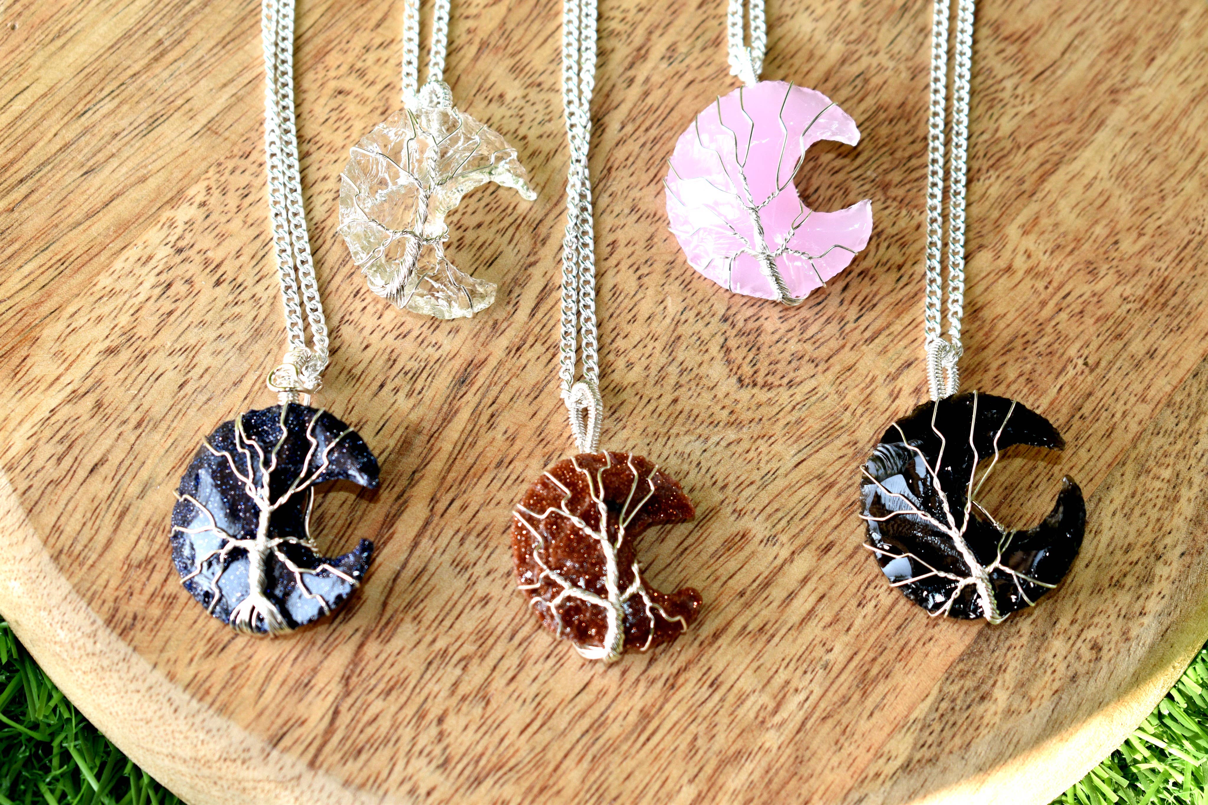 Soothing Crystals - Wholesale Individual Charm/Pendant - Silver Wire Wrapped| Crystal Moon Pendant |Gemstone Necklace3