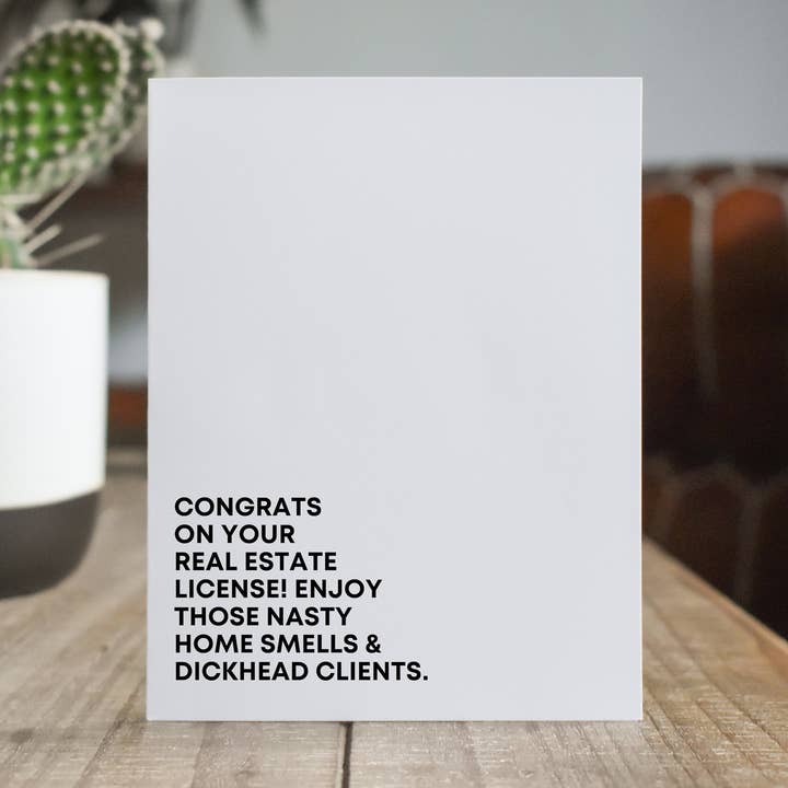 Congrats Realtor: Real Estate License Greeting Card for wholesale by The Cheeky Press