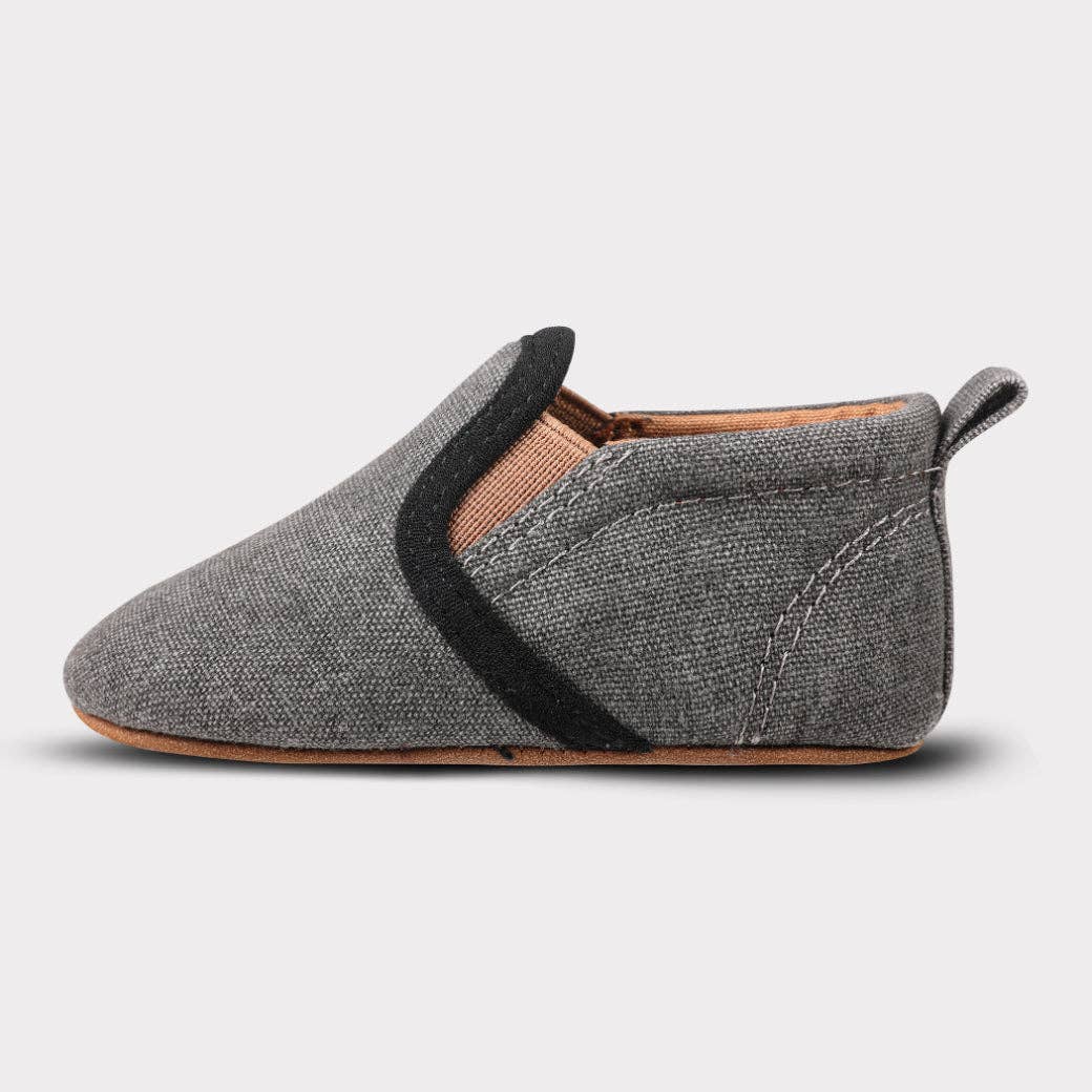 Charcoal Brown Rascal Soft Sole Boys Slip-On Crib Shoe for wholesale on Faire4