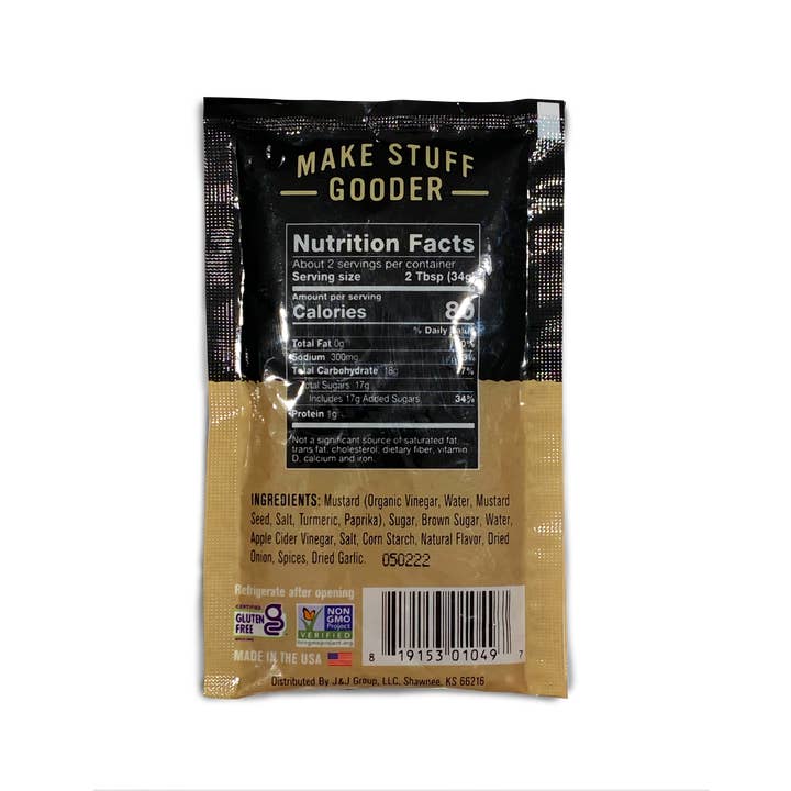 Rufus Teague - Wholesale BBQ Sauce - 2oz Single-Serve Packets - KC Gold Mustard BBQ Sauce1