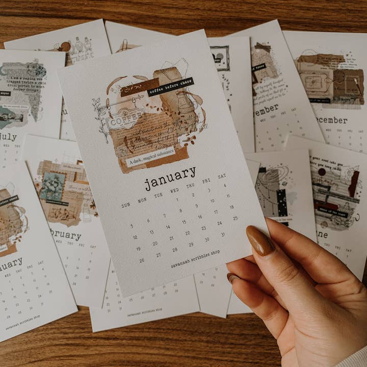 2025 Calendar Cards for wholesale by Savannah Scribbles Shop