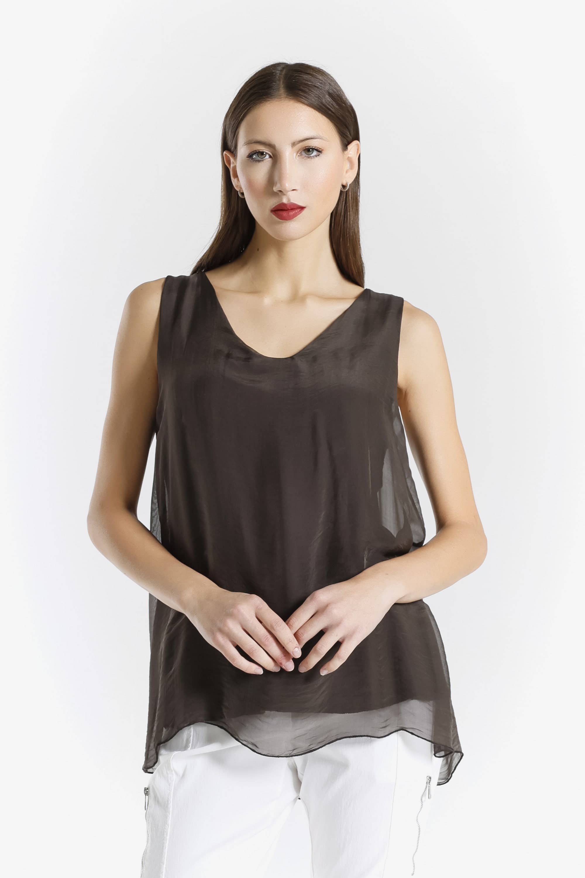 TINA Stephens Italy/Tees By Tina - Wholesale Tank Top - Women's - Dina Silk V-Neck Tank (BT204)14