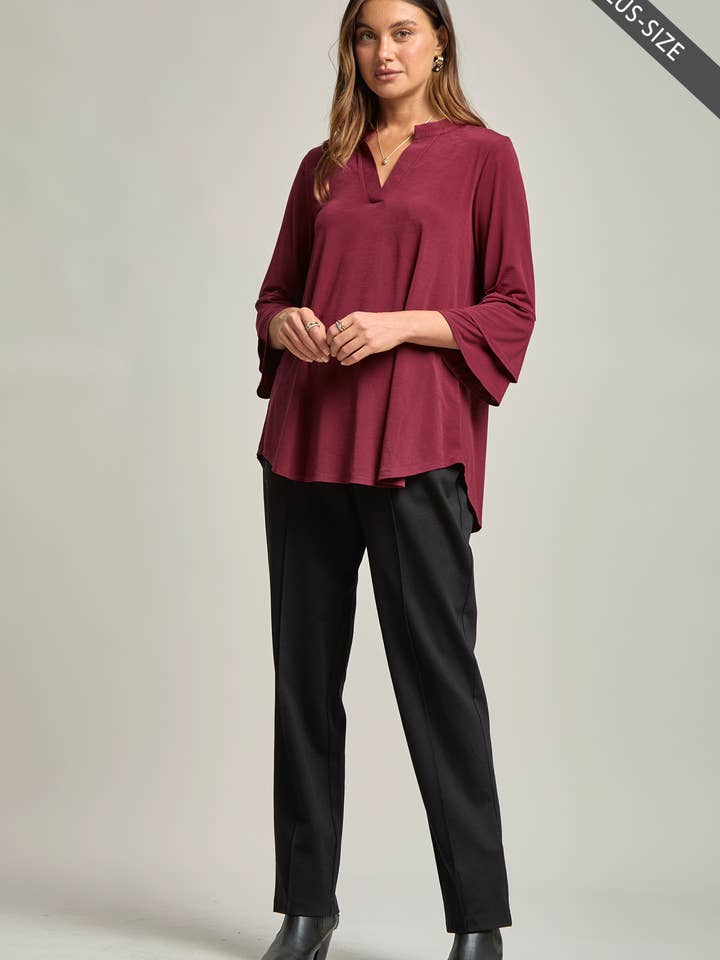 Dear Scarlett - Wholesale Tunic - Women's - PLUS SIZE Solid Color Belled Lizzy Top7