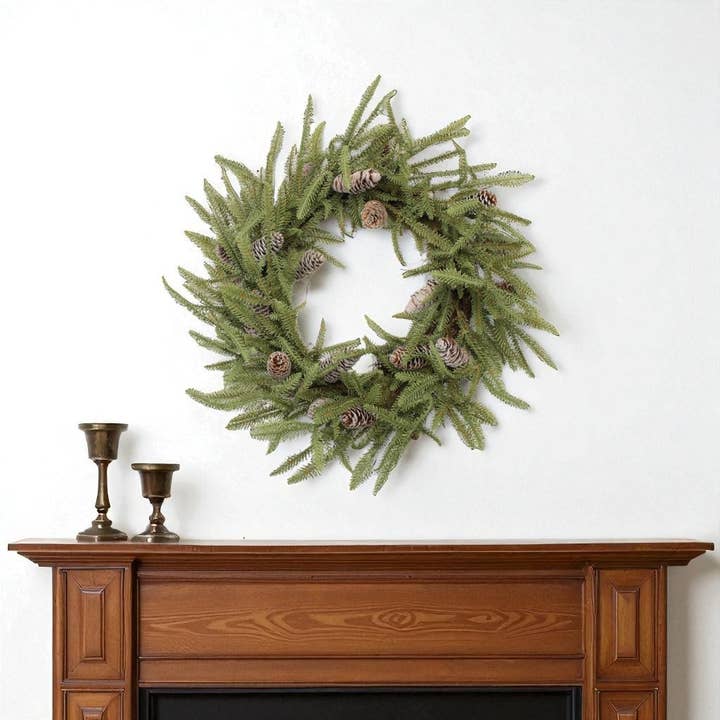 HomeRoots - Wholesale Wreath - 24" Green And Brown Christmas Pine And Pinecone Artificial Wreath1