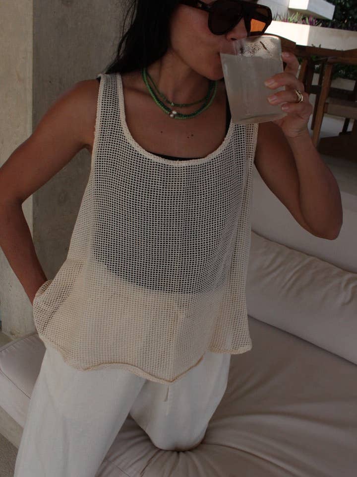 Ecru Marni Netted Cotton Tank for wholesale on Faire2
