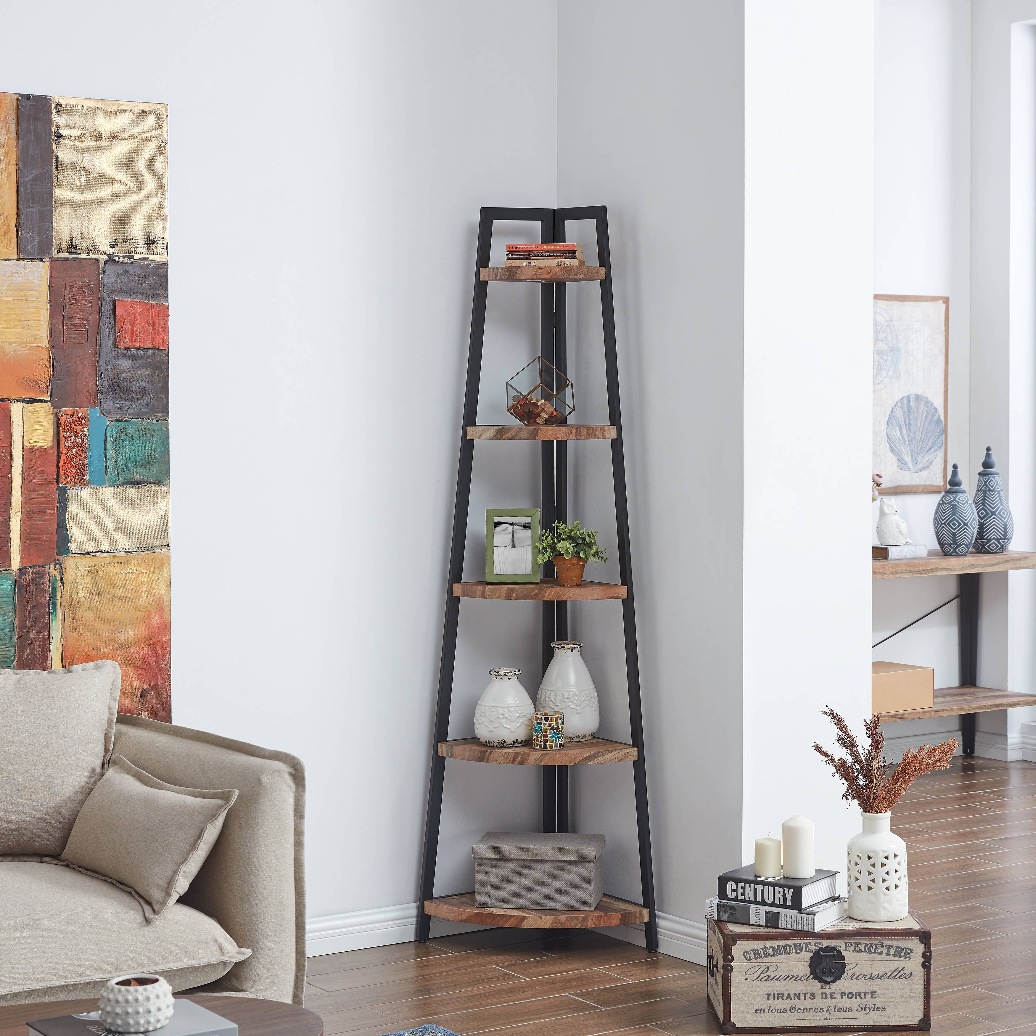 Danya B - Wholesale Free Standing Shelf - Free-Standing 5-Tier Pyramid Corner Shelf with Metal Frame11