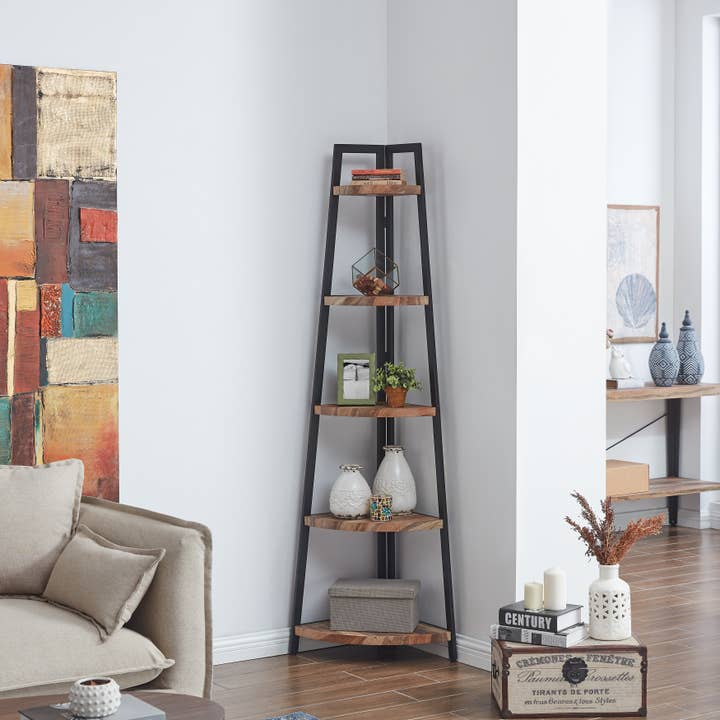 Danya B - Wholesale Free Standing Shelf - Free-Standing 5-Tier Pyramid Corner Shelf with Metal Frame11