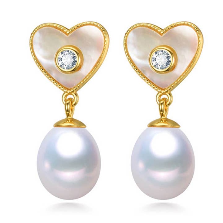 Hearts of Splendor Pearl Studs Earrings for wholesale by Timeless Pearl