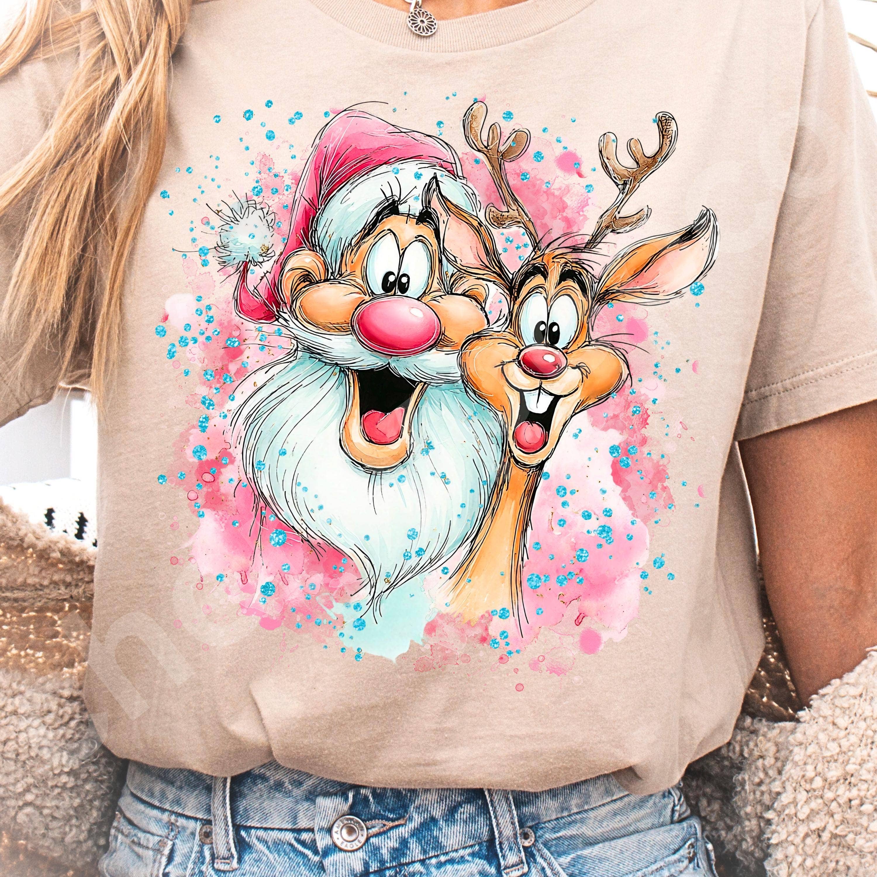 DLT Ecommerce - Wholesale T-Shirt (Graphic) - Women's - Santa Claus T-shirt, Cute Reindeer Christmas Sweatshirt2