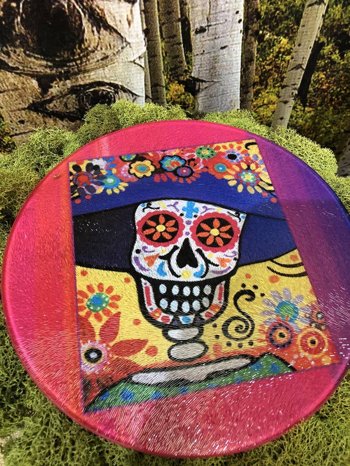 GP Originals - Vente Planche à découper - Planche à découper en verre trempé Catrina Sugar Skull - 20 cm x 20 cm0