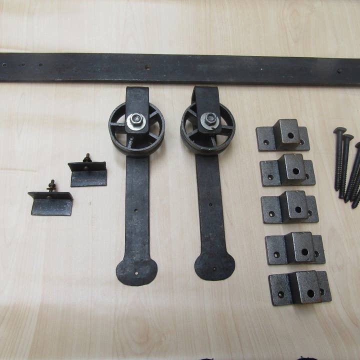 Wrought Iron Vintage Style Barn Strap Sliding door Kit for wholesale by IronmongeryWorld