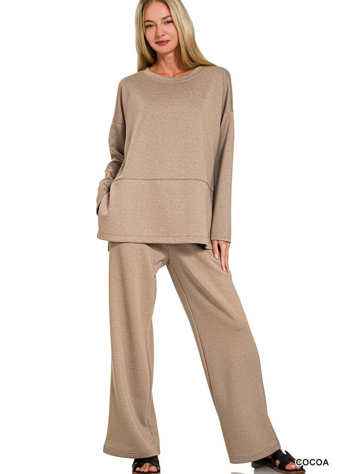 42POPS - Wholesale Lounge Set - Women's - ...1024 Scuba Side Slit Top & Pants Set SI-289681