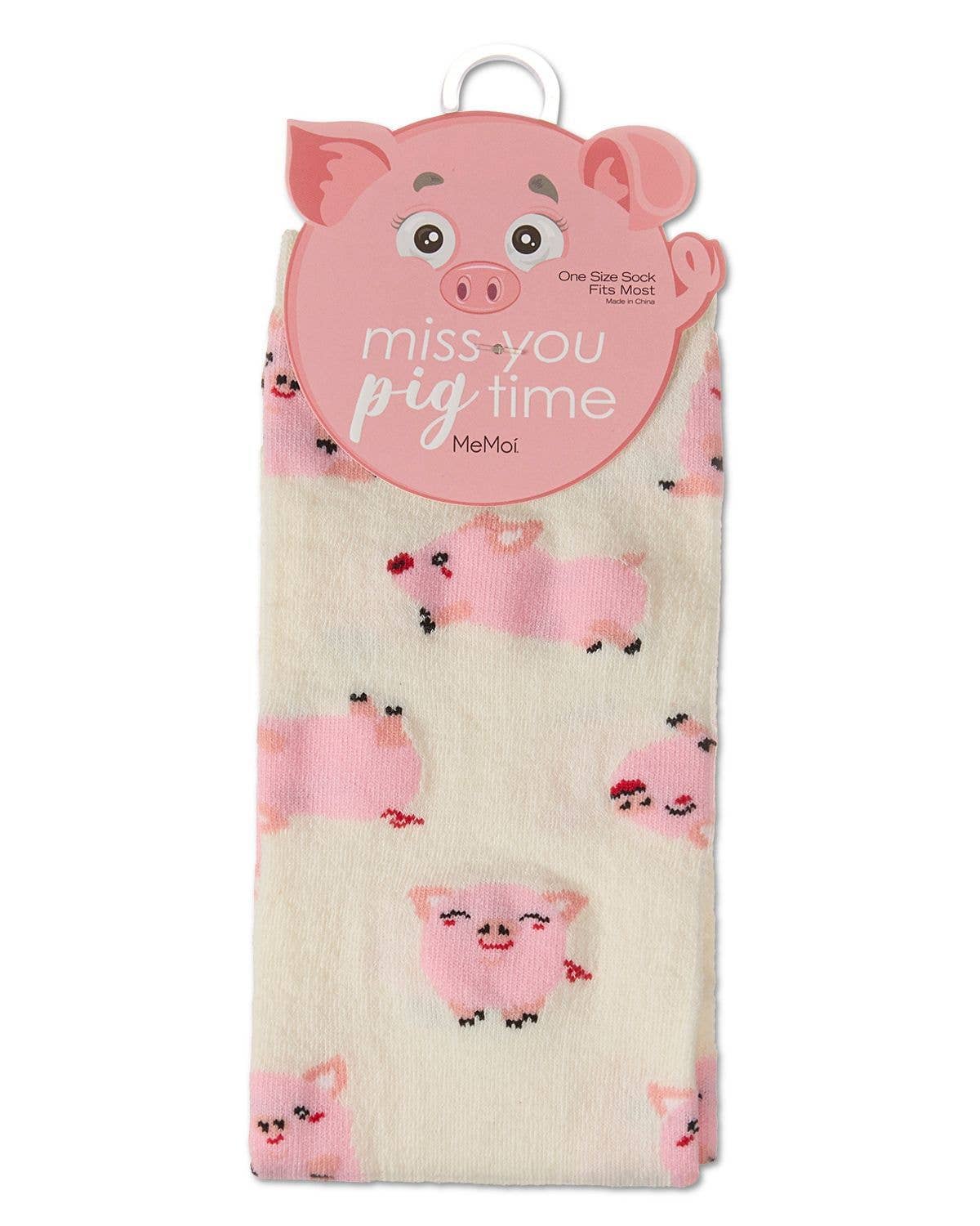 Ivory Miss You Pig Time Crew Sock for wholesale on Faire0