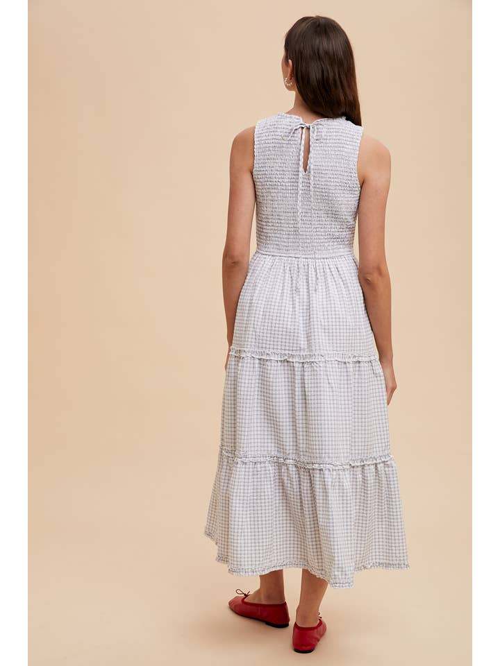 In Loom - Wholesale Dress - Women's - SMOCKED CHECKERED SEERSUCKER MAXI