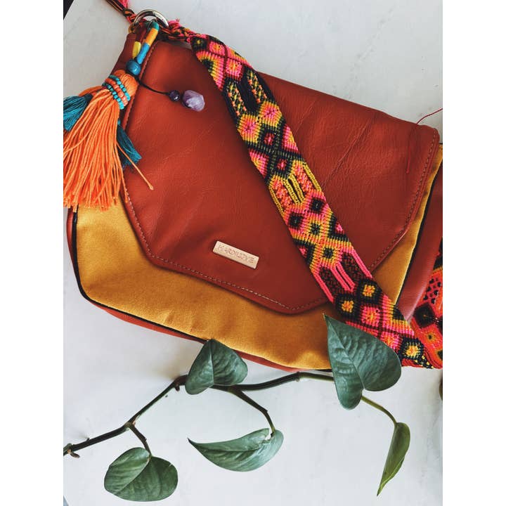 Pura Vida - Wholesale Crossbody Bag - Women's - Leather Mexican Colorful purse 8x10 in | clutch purse