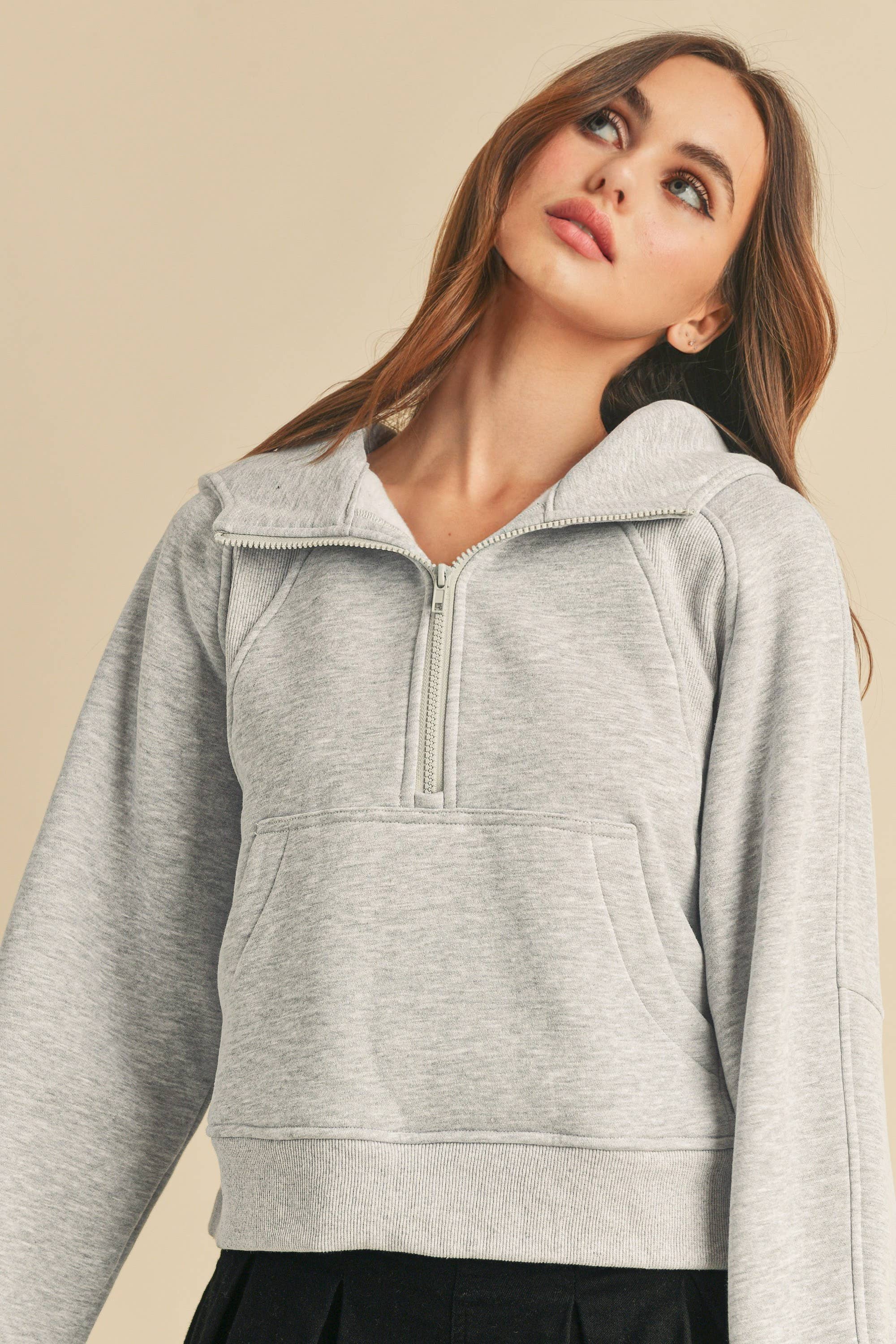 AEMI + CO - Vente Sweat à capuche – femme - Sweat à capuche demi-zippé Drea 946CK 69