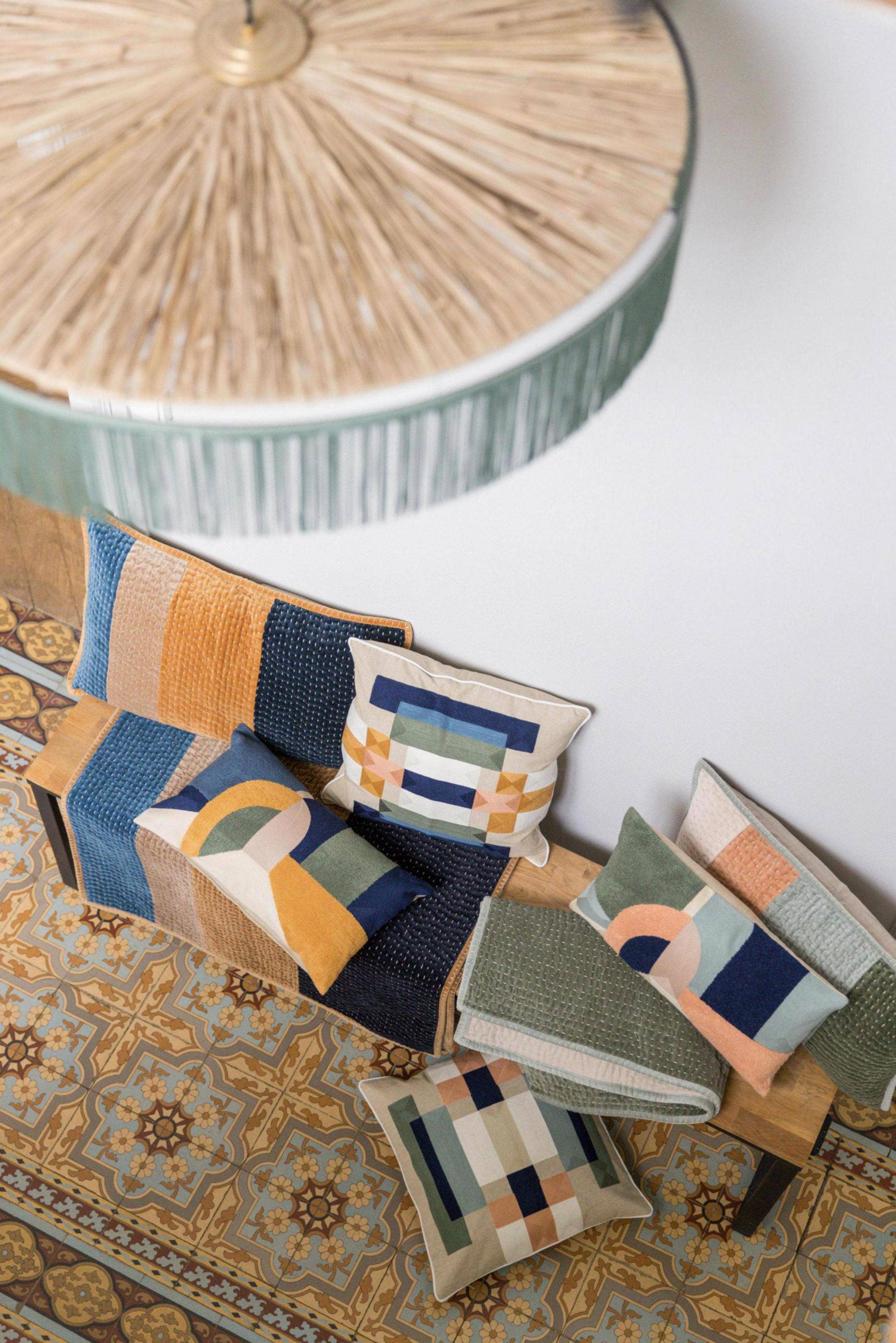 Maison Vivaraise & La Cerise sur le Gâteau - Wholesale Chair Cushion - Elise Cushion Patches Cobalt 40 X 651