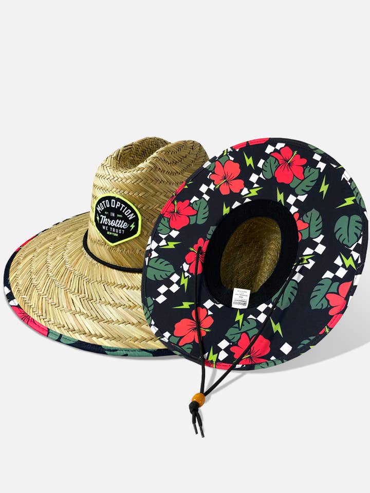 Aloha Strohhut - Grün, Rot und Schwarz für den Großhandel von MotoOption