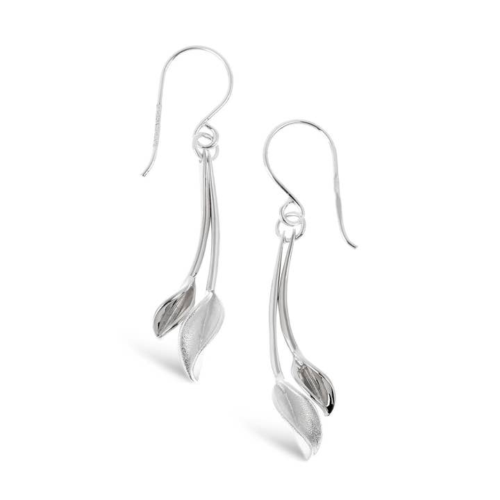 Mavilo Double Leaf Medium Drop Earrings for wholesale by Collette Waudby