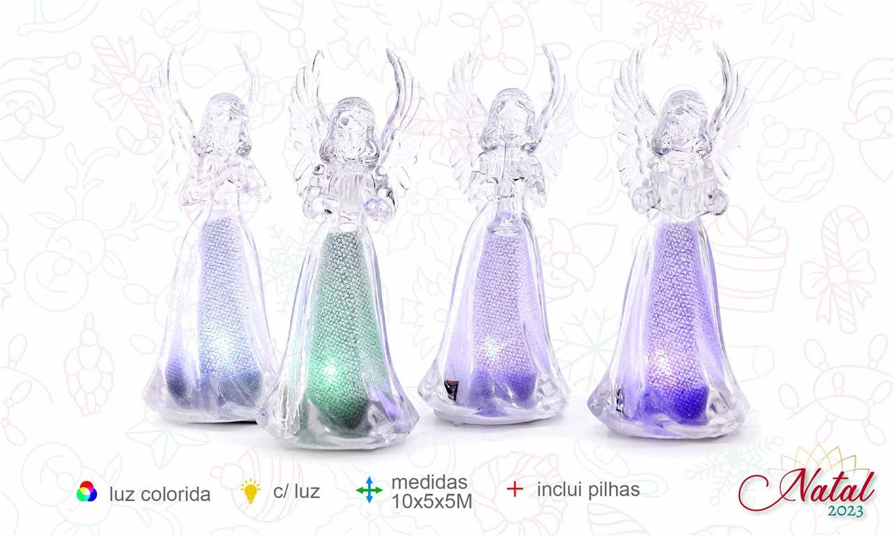 Esoterica Arte - Wholesale Decorative Figurine - Anjo Colorful Fiber Optic 10x6x5cm (12 pcs) #470