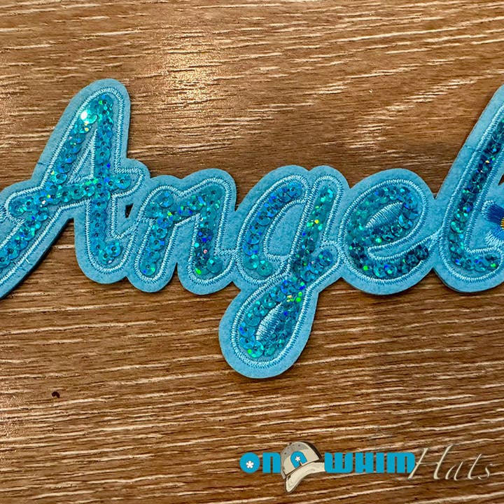 Angel Embroidered Iron-On Patch for wholesale by On a Whim Hats