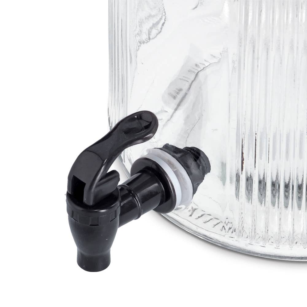 Transparent Black Beverage dispenser, 3900 ml, glass/metal for wholesale on Faire3