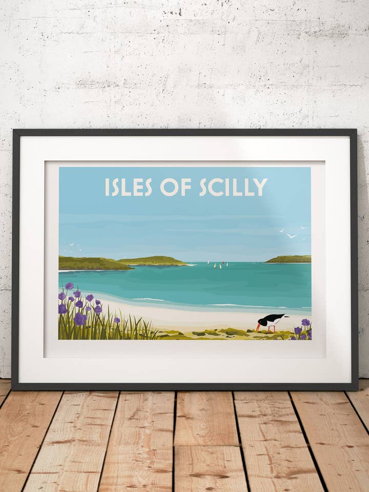 Reiseposter der Scilly-Inseln (UNGERAHMT) für den Großhandel von Georgina Westley Art & Design