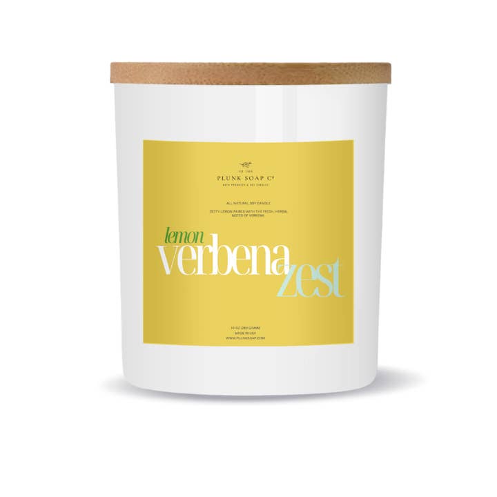 Plunk Soap and Candle Company - Wholesale Jar/Filled Candle - Lemon Verbena Zest Scented Soy Candle 10 oz 1