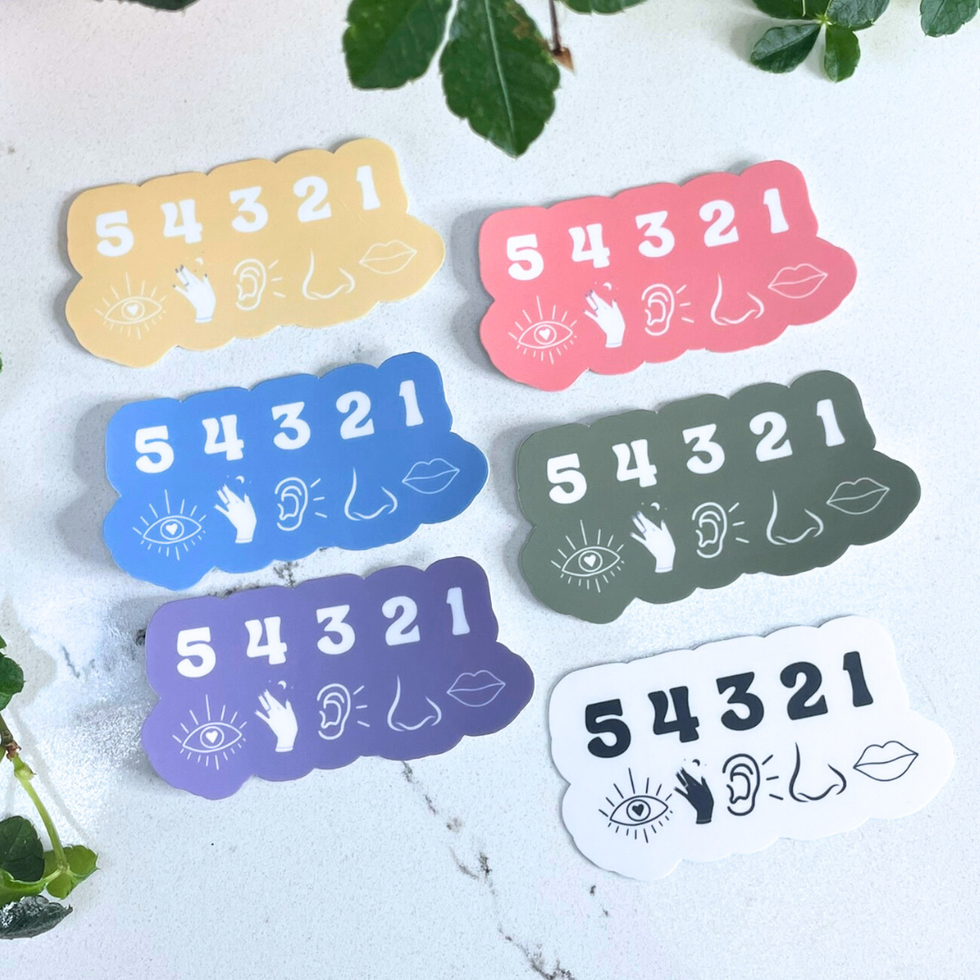 Mindful over Mind Full - Wholesale Sticker - 54321 Grounding Sticker | Therapy Sticker | Mindfulness2
