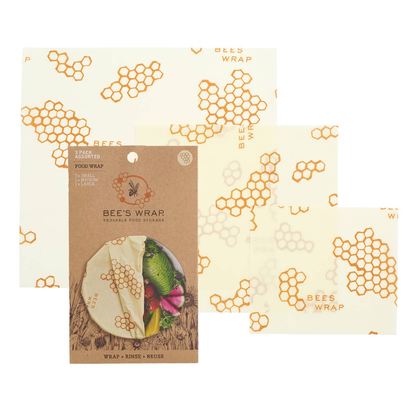  Bee's Wrap Reusable Beeswax Food Wraps Made in the USA, Eco  Friendly Beeswax Food Wrap, Sustainable Food Storage Containers, Organic  Cotton Food Wrap, XXL Cut To Size Wax Paper Roll, Honeycomb