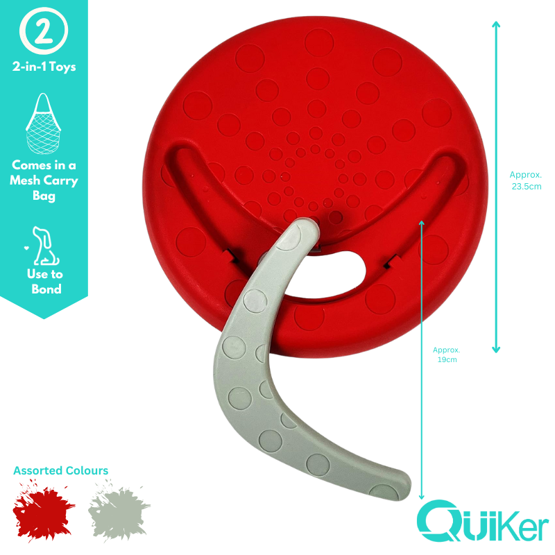 Quiker Pet Products – wholesale Pet fetch ball – Dog – Red 2-in-1 Frisbee & Boomerang - Dog Toy -  6 Pack2