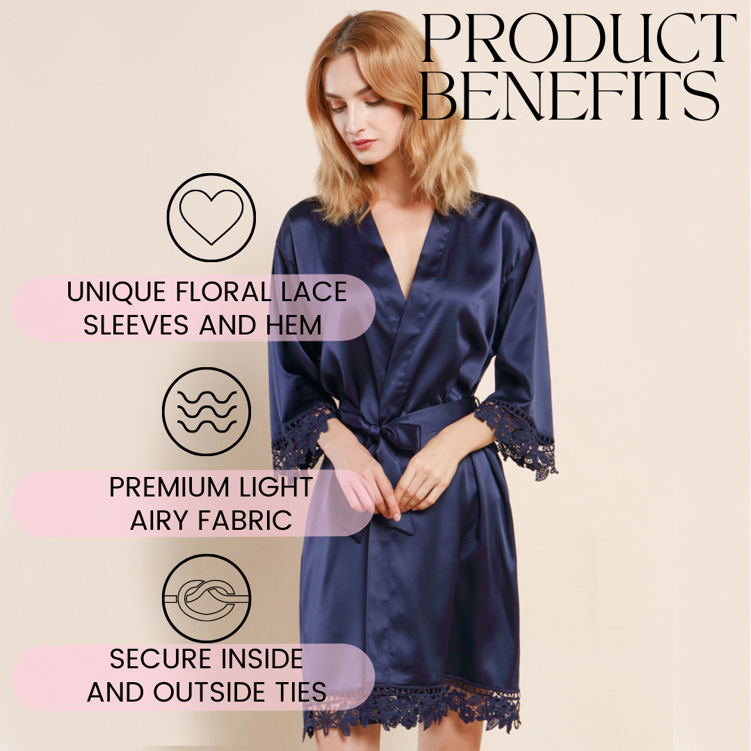 Mackleys - Wholesale Robe - Women's - PREORDER Satin Floral Lace Robe1
