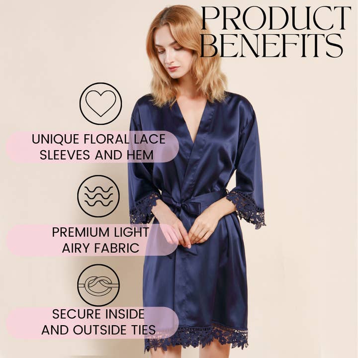 Mackleys - Wholesale Robe - Women's - PREORDER Satin Floral Lace Robe1