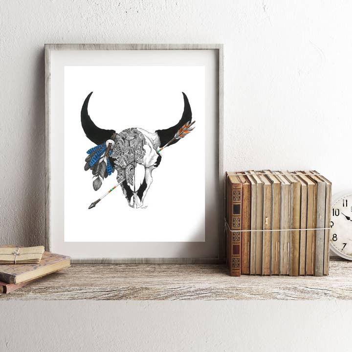 FJ Creations - Wholesale Art Print - Courage (Bison Skull) - Fine Art Print5