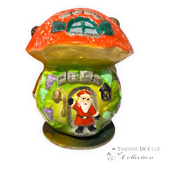 Timothy De Clue Collection - Wholesale Christmas Decoration - Santa's Forest Getaway Paper Mache Mushroom Candy Container - Antik Baubles Christmas Decor