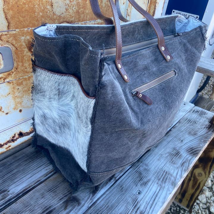 Texas Western Cowhide Bags and More - Wholesale Weekender Bag - Women's - Tooled Leather Cowhide Travel Overnight Weekender Myra Bag