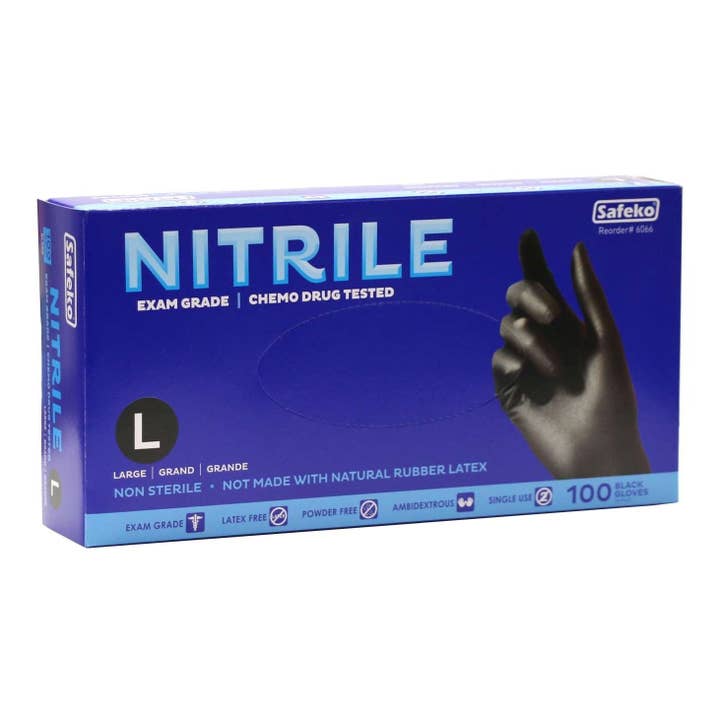 Guantes de nitrilo negros Safeko grandes para venta al por mayor de Cobeauty Supply
