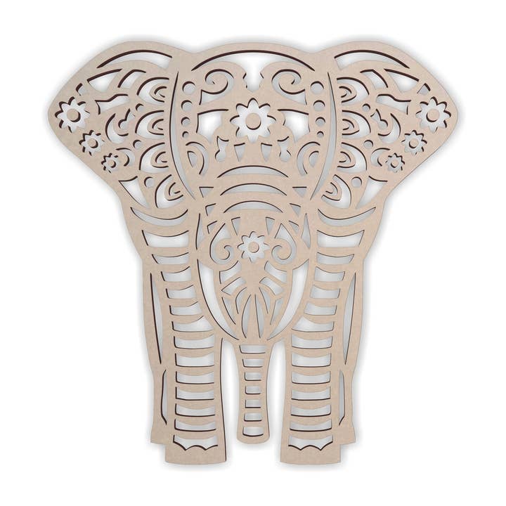 Wooden Shape Tribal Elephant, Wooden Cutout, Wall Art for wholesale by Jess and Jessica