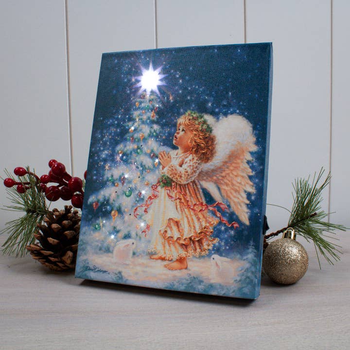 Glow Decor - Wholesale Christmas Decoration - Christmas Wish 8x6 Lighted Tabletop Canvas