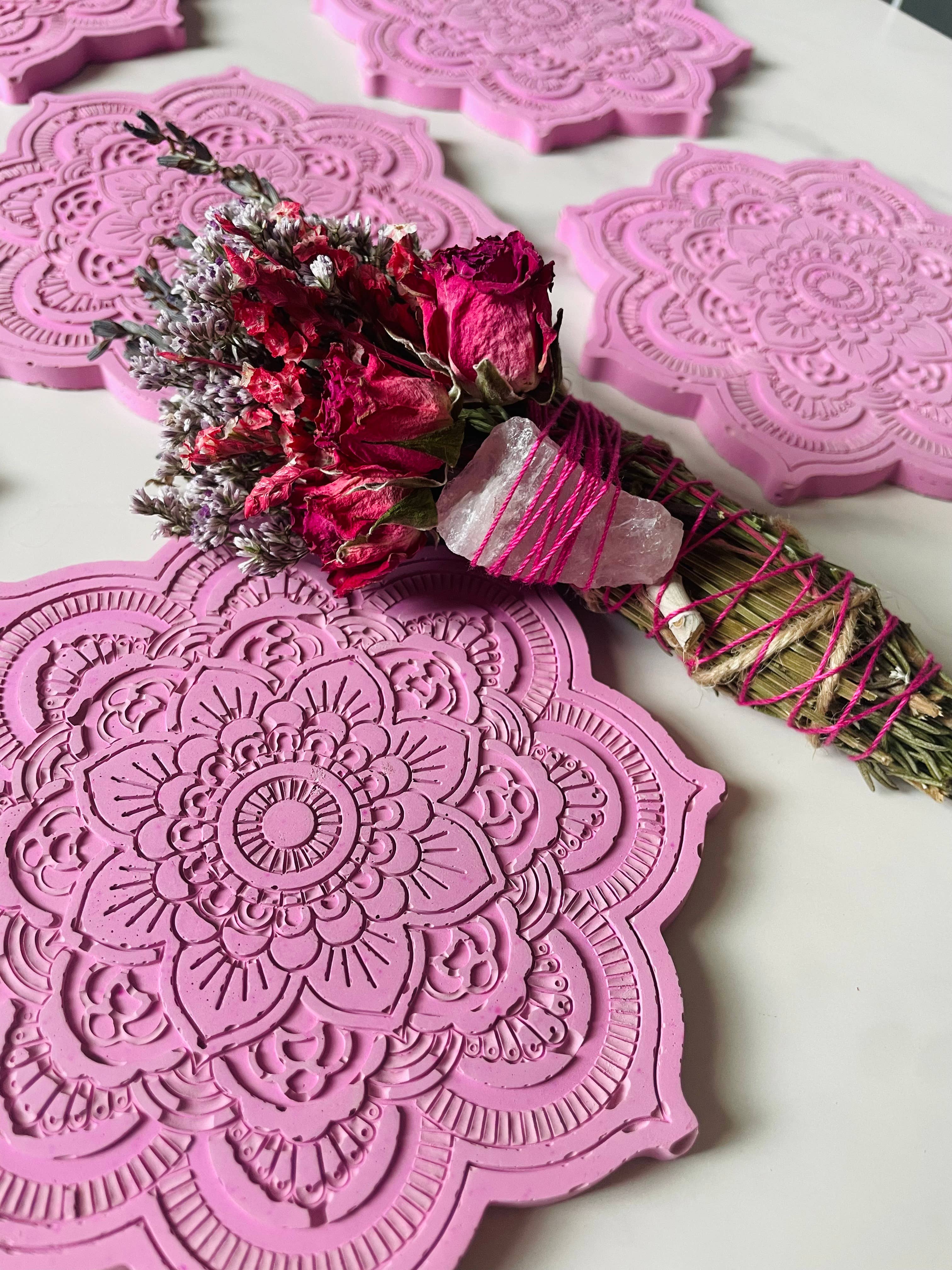 CharlieHaze - Wholesale Smudge Plate - Pink Cement Smudging Tray for your Altar Space2