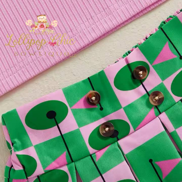 Lollipop Chic Bowtique LLC - Wholesale Top & Skirt Set - Kids - Girls Golf Pleated Skirt Set for Baby and Toddlers2