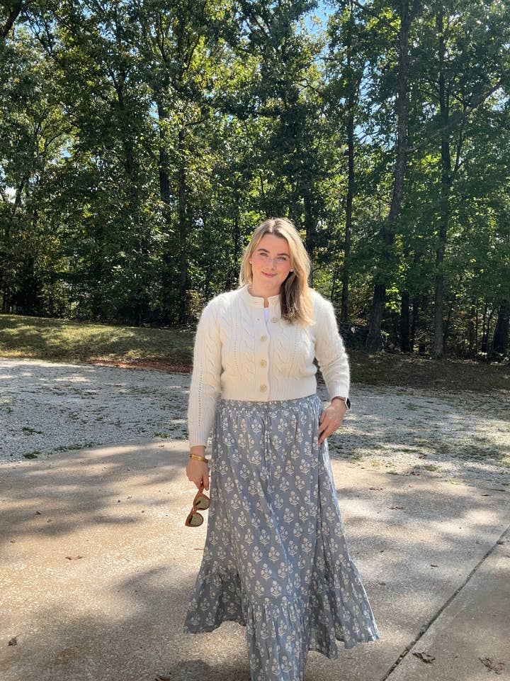 Saia Maxi com Bolsos e Cordão - Estampa Floral em Bloco por atacado de Rena Lina