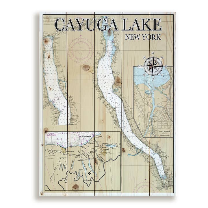 Cayuga Lake, NY 18x24 Wood Pallet Map for wholesale by Map Mom
