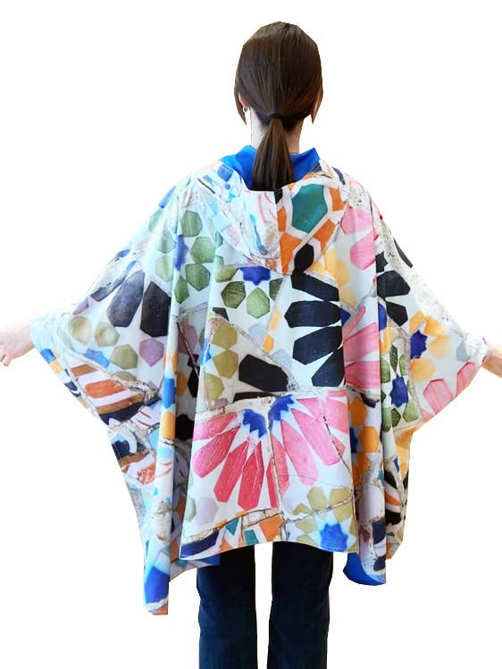 Blue Reversible Rain Cape - Gaudi Collection for wholesale by Winding River
