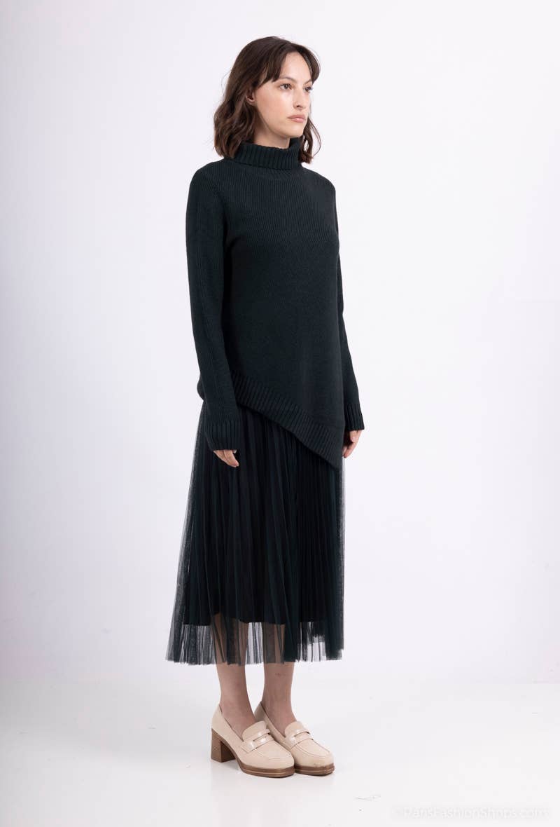 L'Emotion - Vente Ensemble haut et jupe - Femme - Ensemble Pull Col Roulé Asymétrique Coupe V & Robe13