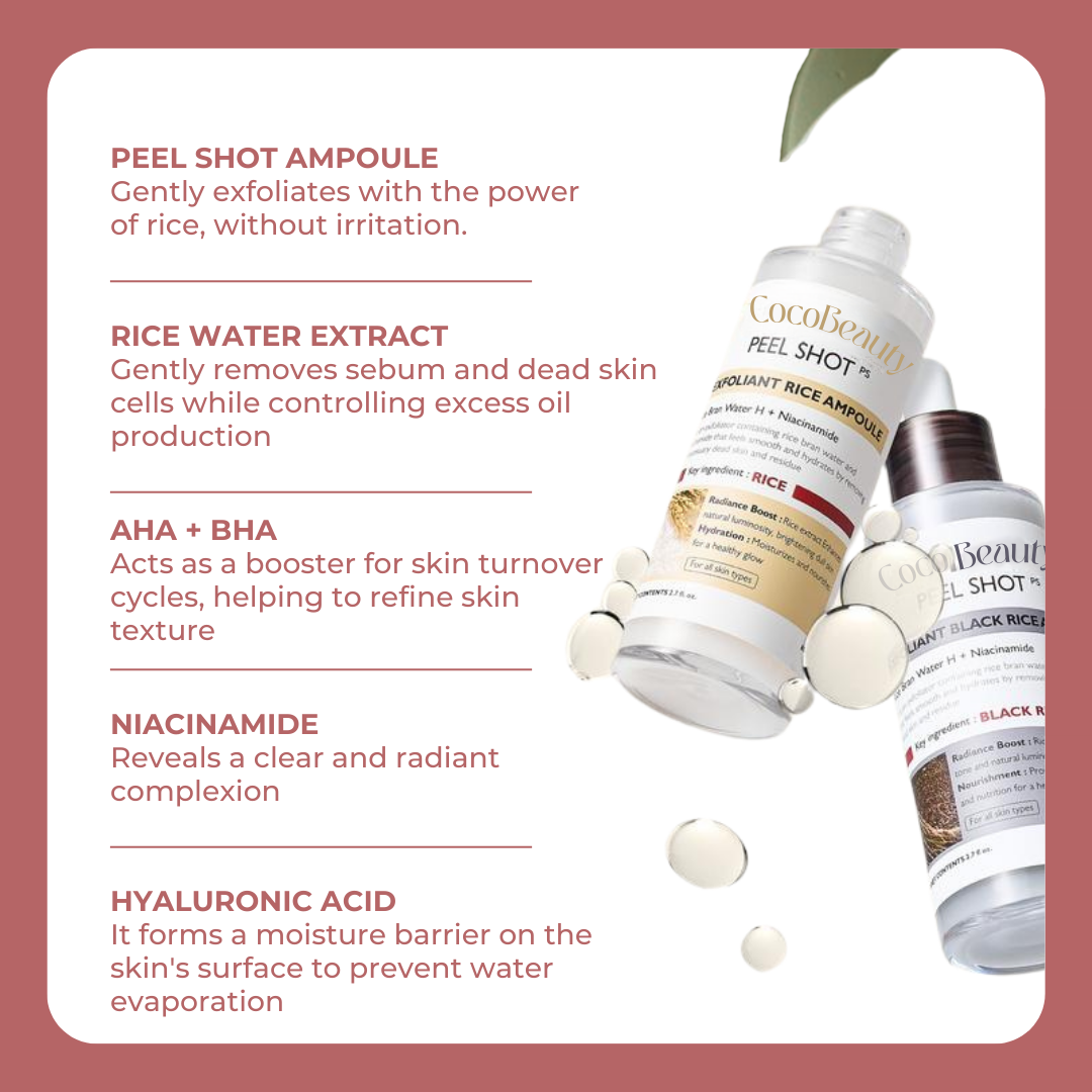 CocoBeauty – wholesale Facial serum/concentrate – CocoBeauty Peel Shot Glow Rice Ampoule Duo3